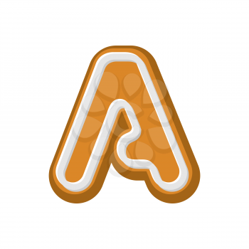 Letter A Gingerbread. Peppermint honey-cake font. Cookies alphabet. Lettering biscuit