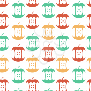 Apple core seamless pattern.  Fruit trash ornament. Rubbish background. garbage texture