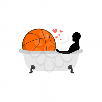 Lover Basketball. Man and ball in bath. Joint bathing. Passion feelings among lovers. Romantic date. love sport game