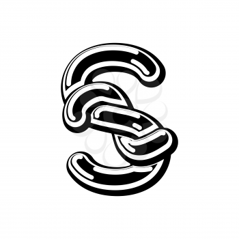 Letter S Celtic font. norse medieval ornament ABC. Traditional ancient manuscripts alphabet
