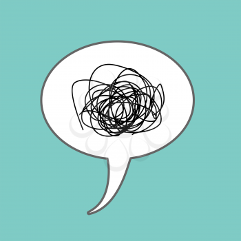 Tangled thoughts Comic speech Bubble isolated. Place for text nonsense, bullshit