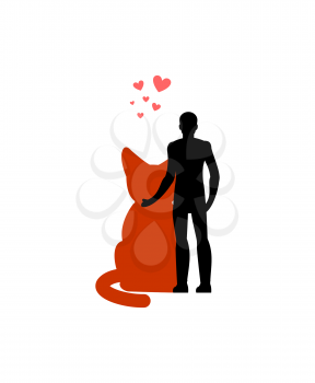 Cat lover hug. my kitty. Lovers embrace. Pet and guy. Romantic date