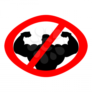 Stop athlete. Ban bodybuilding. Prohibited fitness. Red Circle road sign