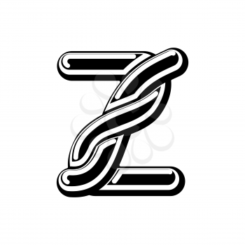 Letter Z Celtic font. norse medieval ornament ABC. Traditional ancient manuscripts alphabet
