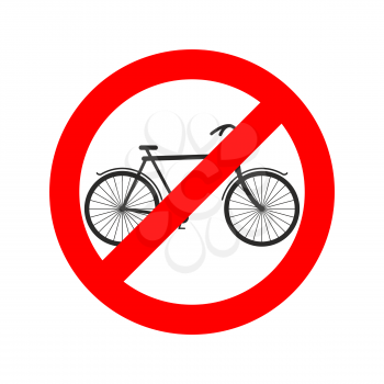 Stop cyclist. bicycle on red ring. Road sign ban bicyclist

