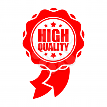 Quality sign template. Red ribbon symbol. Rubber Seal