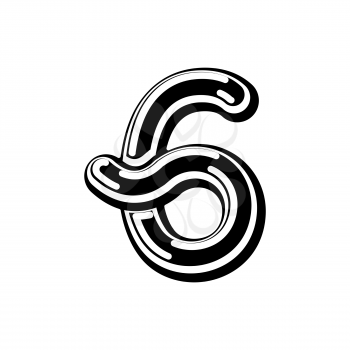 Number 6 Celtic font. norse medieval ornament ABC sign six. Traditional ancient manuscripts alphabet
