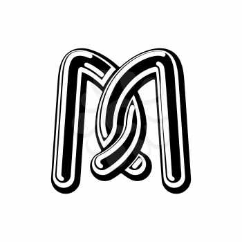 Letter M Celtic font. norse medieval ornament ABC. Traditional ancient manuscripts alphabet
