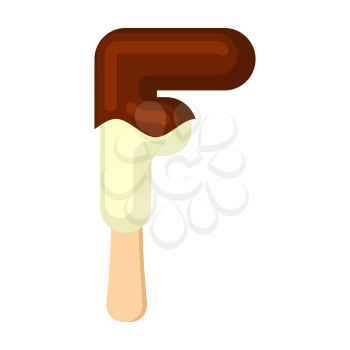 Letter F Ice Cream font. Popsicle alphabet. Cold Sweet lettering. Icecream sign ABC
