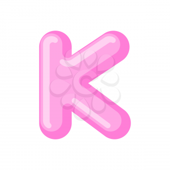 Letter K candy font. Caramel alphabet. lollipop lettering. Sweet ABC sign
