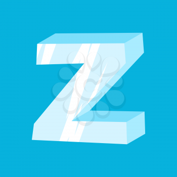 letter Z ice font. Icicles alphabet. freeze lettering. Iceberg ABC sign
