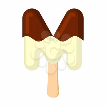 Letter M Ice Cream font. Popsicle alphabet. Cold Sweet lettering. Icecream sign ABC

