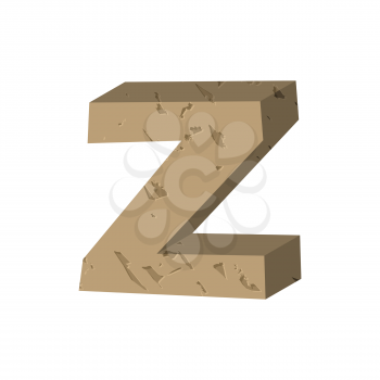 Letter Z stone font. Rock alphabet symbol. Stones crag ABC sign
