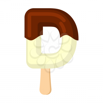 Letter D Ice Cream font. Popsicle alphabet. Cold Sweet lettering. Icecream sign ABC
