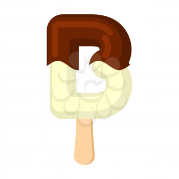 Letter B Ice Cream font. Popsicle alphabet. Cold Sweet lettering. Icecream sign ABC
