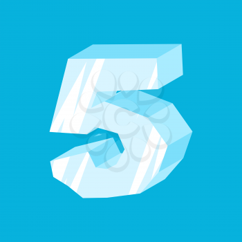 Number 5 ice. Icicles font five. Frozen alphabet symbol. Iceberg ABC sign