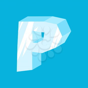 letter P ice font. Icicles alphabet. freeze lettering. Iceberg ABC sign
