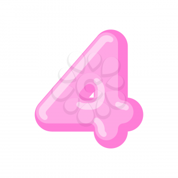 Number 4 candy font. Caramel alphabet four. lollipop lettering. Sweet ABC sign
