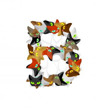 letter B Cat font. Pet alphabet symbol. home animal ABC sign