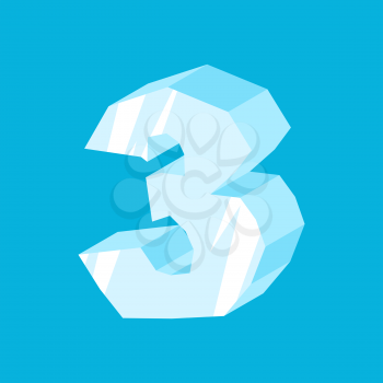 Number 3 ice. Icicles font three. Frozen alphabet symbol. Iceberg ABC sign