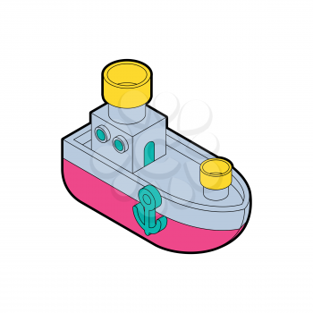 Steamboat cartoon style. Ship Kids Style. vector illustration
