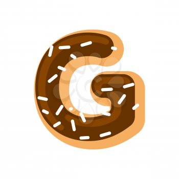 Letter G donut font. Doughnut alphabet. Sweet lettering. candy ABC sign
