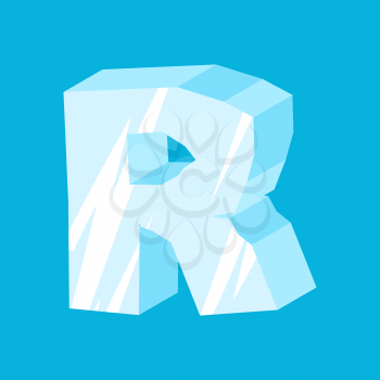 letter R ice font. Icicles alphabet. freeze lettering. Iceberg ABC sign
