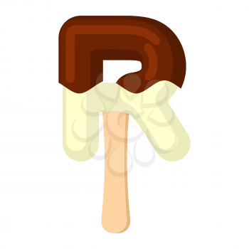 Letter R Ice Cream font. Popsicle alphabet. Cold Sweet lettering. Icecream sign ABC
