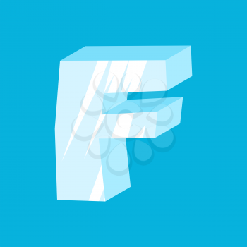 letter F ice font. Icicles alphabet. freeze lettering. Iceberg ABC sign
