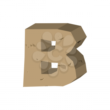 Letter B stone font. Rock alphabet symbol. Stones crag ABC sign
