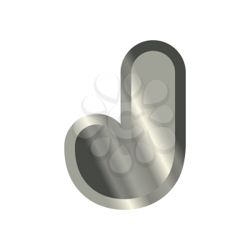 Letter J steel font. Metal alphabet sign. Iron ABC symbol. chromium lettering. Silver typography
