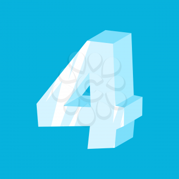 Number 4 ice. Icicles font four. Frozen alphabet symbol. Iceberg ABC sign