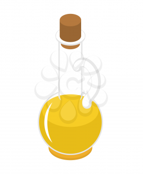 Olive oil bottle isometry isolated on white background. Glass jar
