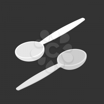 White Spoon isolated isometry. Cutlery on white background
