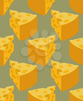 Piece Cheese seamless pattern. Milk product texture. Food background
