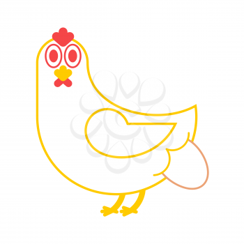 Hen lays an egg. chicken and eggs. Farm bird