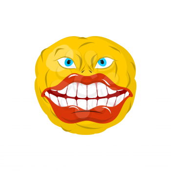 Smiling emoticon. Crazy Emoji. happy is an emotion. Yellow ball head