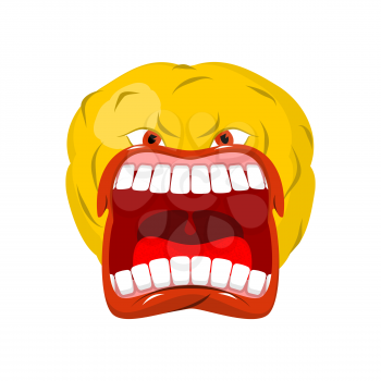 Emoticon screams. Open mouth and teeth. Crazy Emoji. emotion yell. Yellow ball head