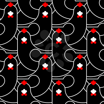 Black Chicken seamless pattern. Rare Unique Farm bird background ornament
