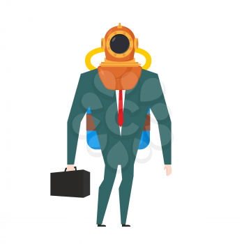 businessman is diver. Deep-water suit and oxygen tank. Business concept
