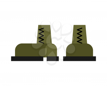 Military boots isolated. Army shoes. Soldiers accessory
