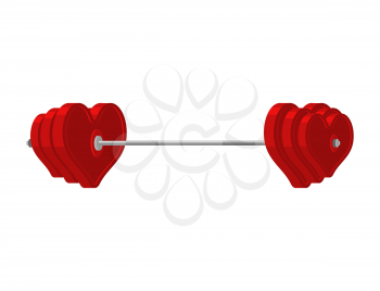 Love barbell. Heart weights. Amur fitness. Sports projectile for lovers
