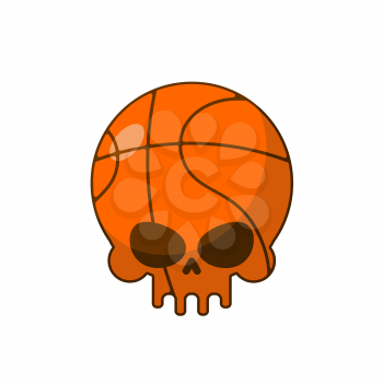 Skull basketball. Ball is head of skeleton. Emblem for sports fans
