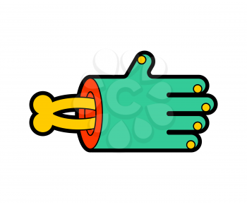 Zombie arm and bone isolated. green hand of dead man. vector illustration 
