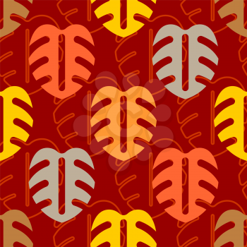 Colored tropical leaves pattern seamless. fabric modern texture. 