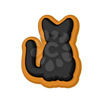 Halloween cookie Black cat. Cookies for terrible holiday. Vector illustration
