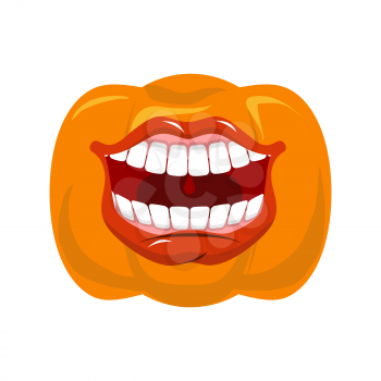 Pumpkin screams  open mouth for Halloween. pumpkin shout. Vector illustration
