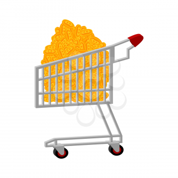 Shopping Cart bitcoin. Shop trolley crypto currency. Virtual money. Vector illustration
