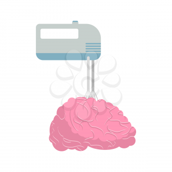 Mixer and brain. Mix your brains and thoughts. Vector illustration
