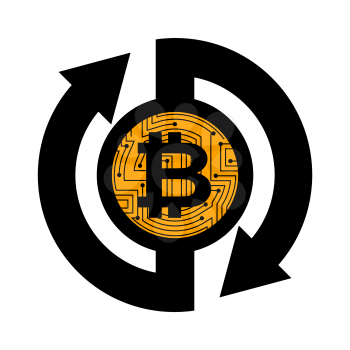Exchange bitcoin. Crypto currency stock exchange sign. Virtual money  swap. Vector Illustrator
